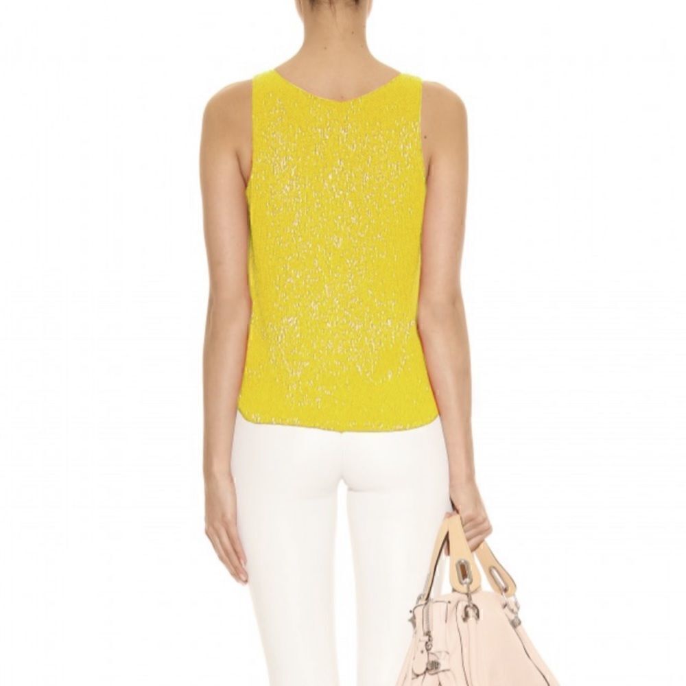 Ralph Lauren Citrus Yellow Bead Embellished Silk Georgette Tank Top - Picture 6 of 16